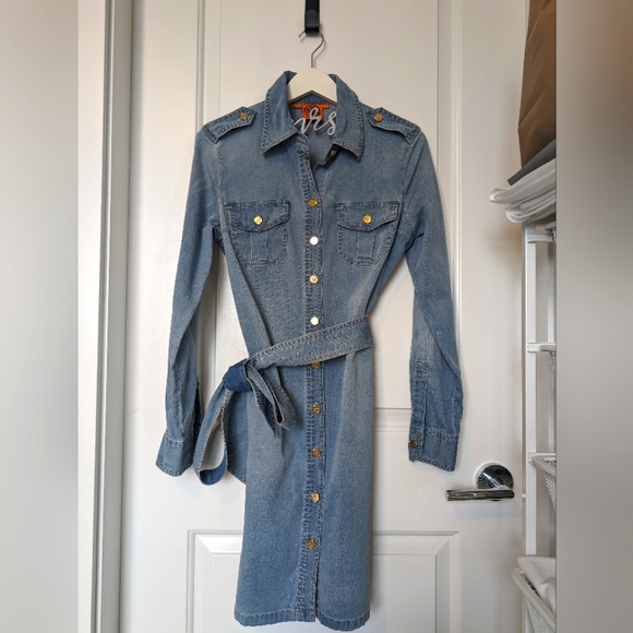 Tory Burch Light Denim Blue Belted Brigette Shirt Dress - Size 6 (M) - Picture 1 of 16